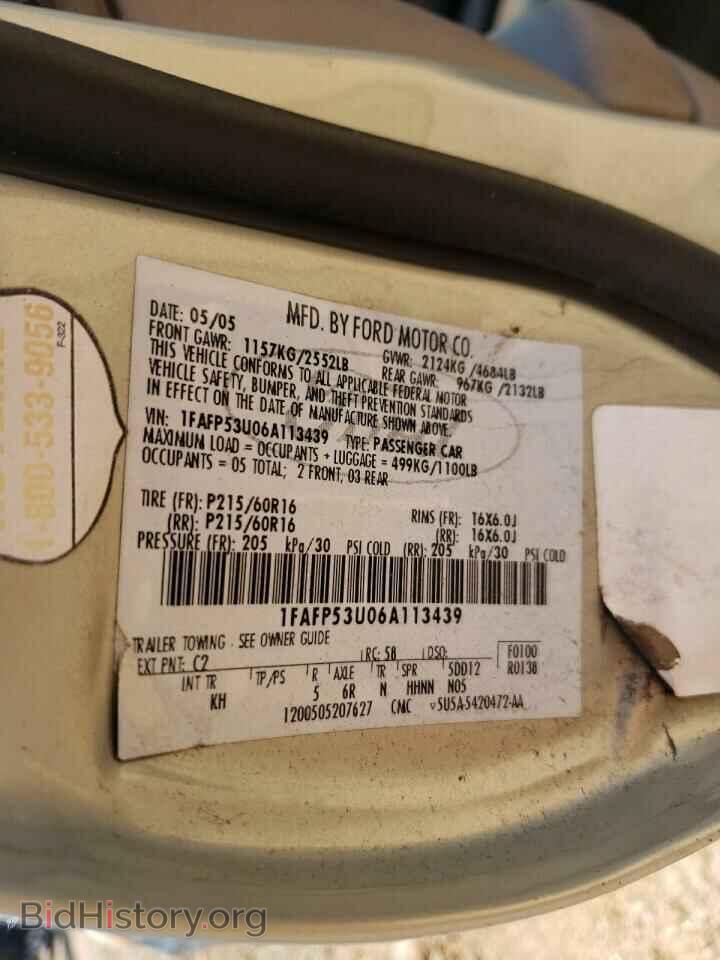 2006 FORD TAURUS - VIN: 1FAFP53U06A113439 - Photo 10