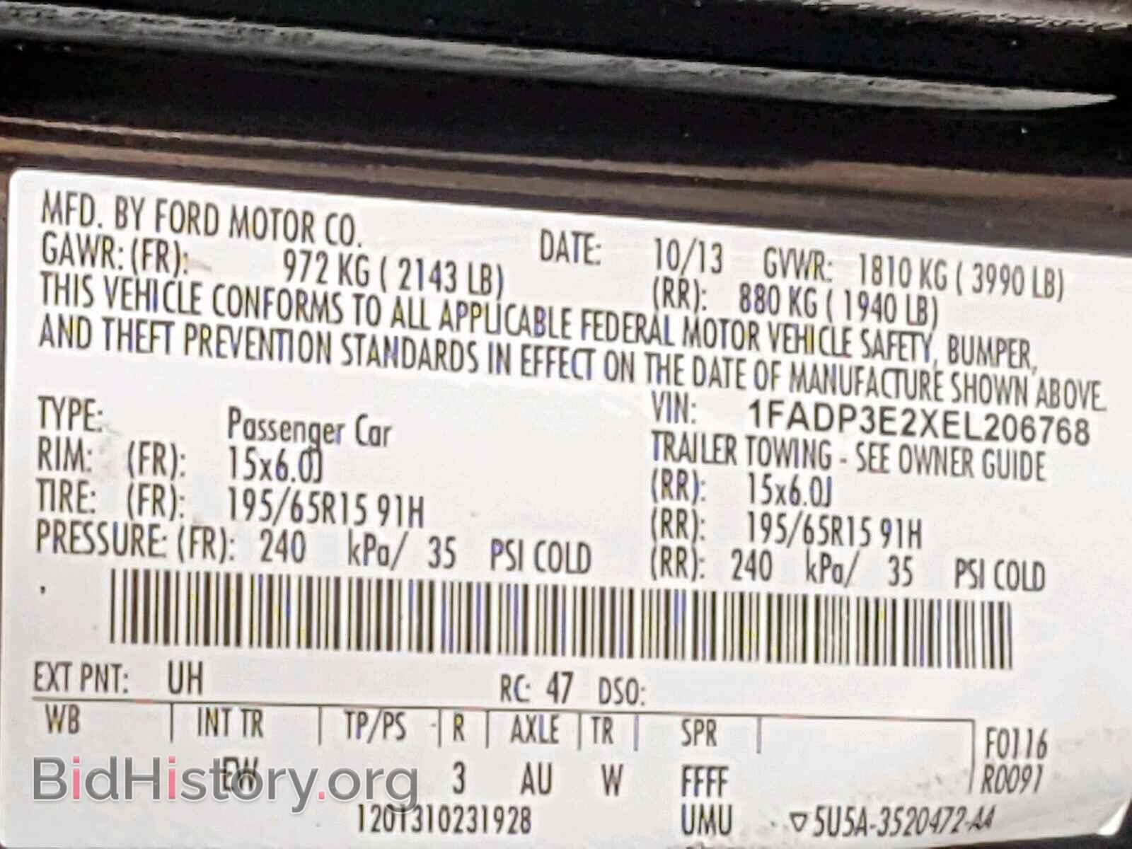 2014 FORD FOCUS - VIN: 1FADP3E2XEL206768 - Фото 10