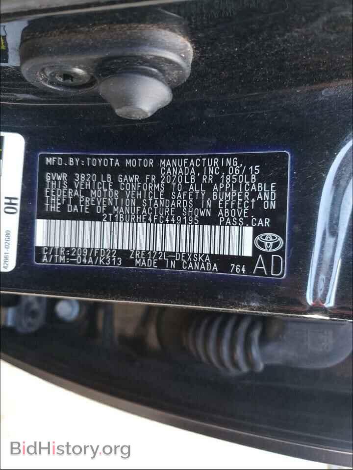 2015 TOYOTA COROLLA - VIN: 2T1BURHE4FC449195 - Фото 10