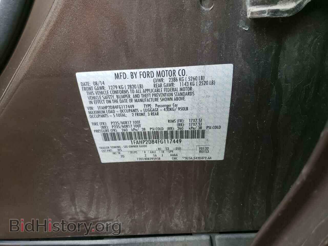 2015 FORD TAURUS - VIN: 1FAHP2D84FG117449 - Фото 10