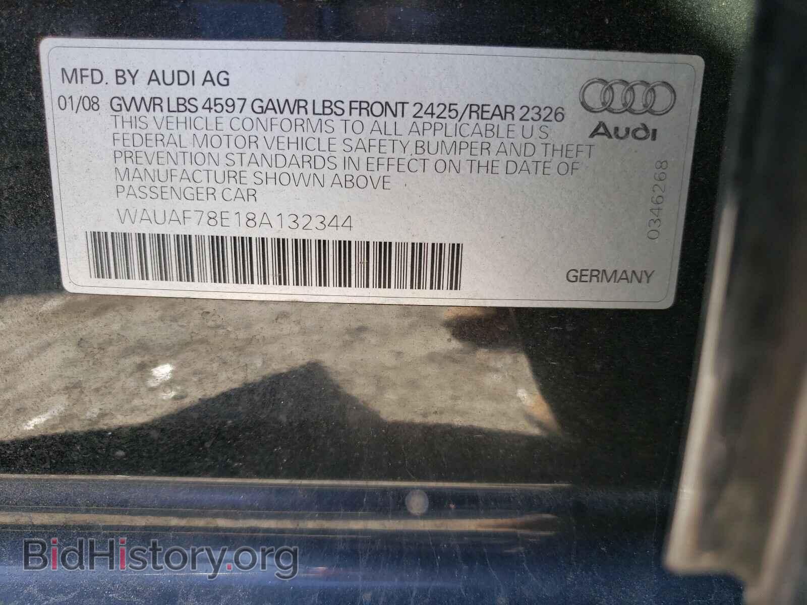 2008 AUDI A4 - VIN: WAUAF78E18A132344 - Фото 10