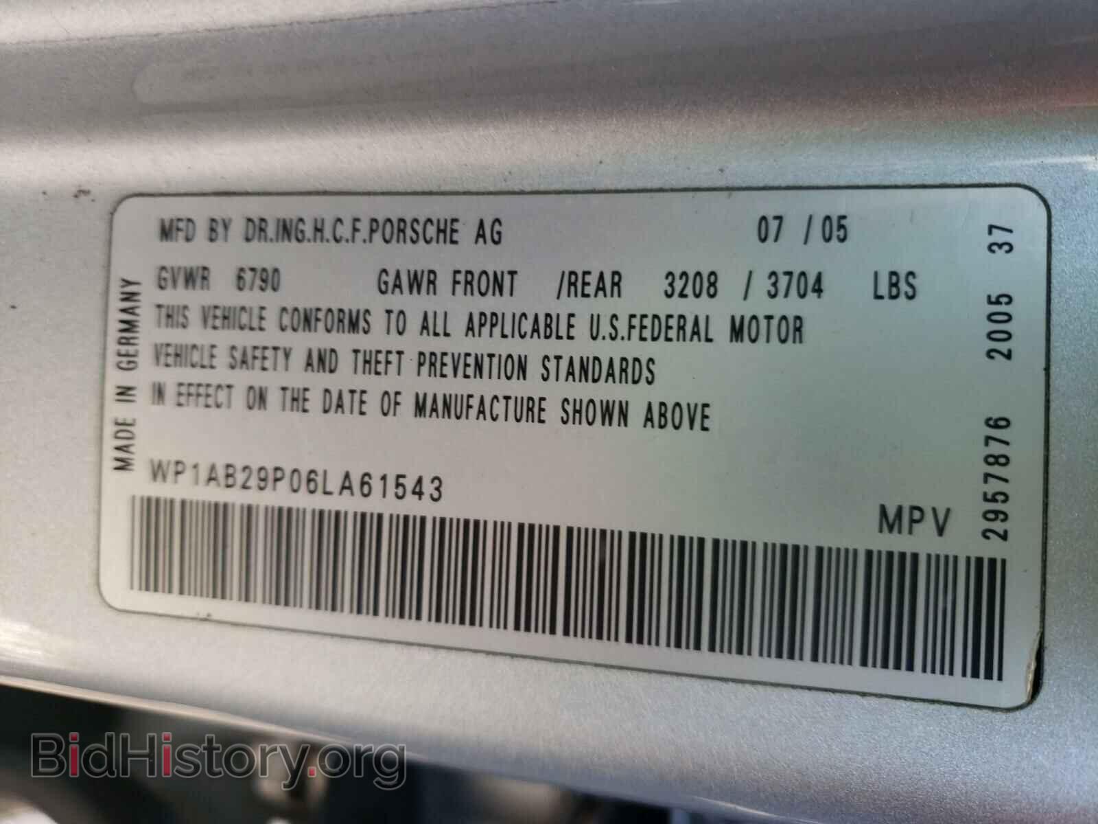 2006 PORSCHE CAYENNE - VIN: WP1AB29P06LA61543 - Фото 10