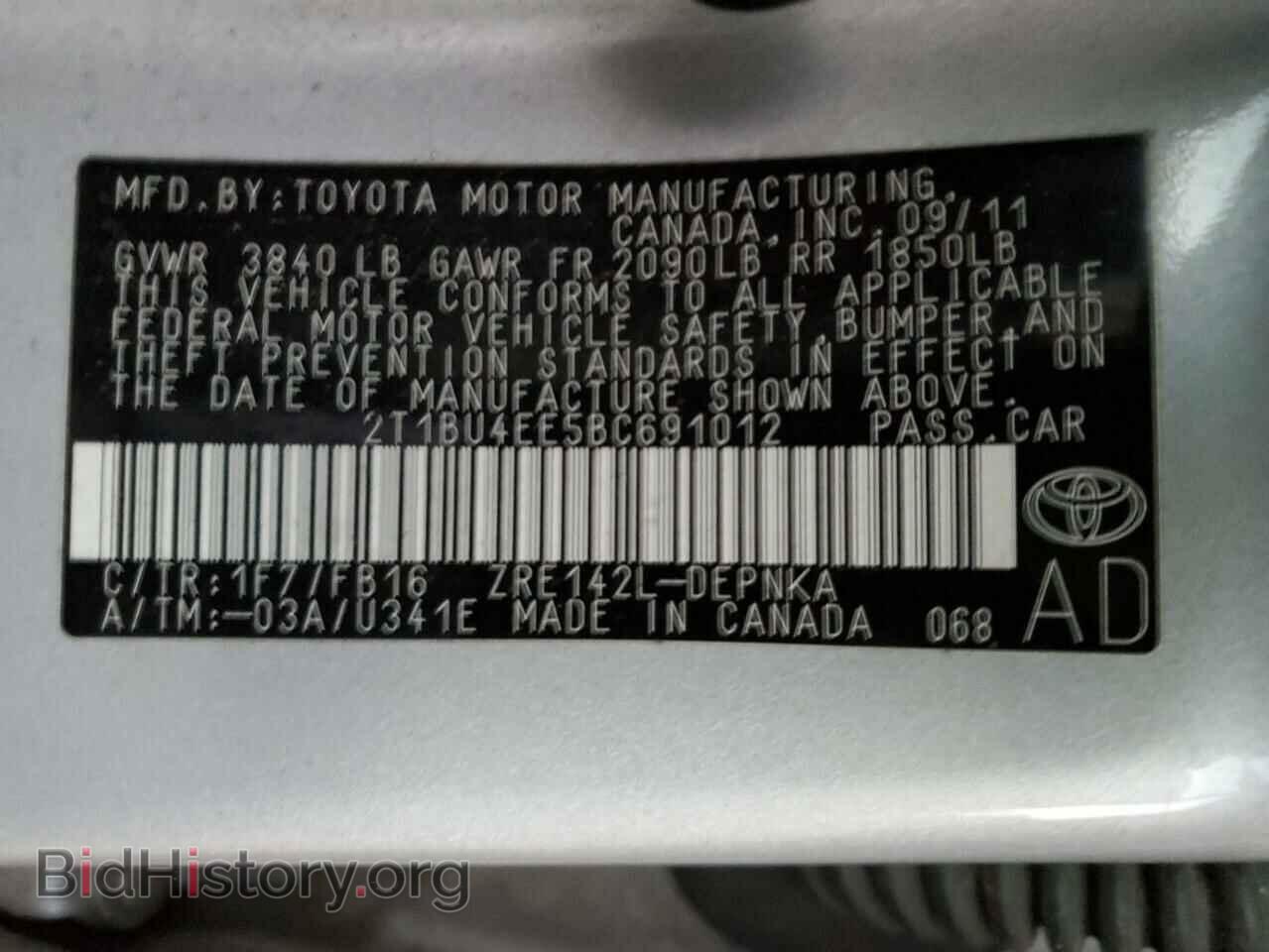 2011 TOYOTA COROLLA - VIN: 2T1BU4EE5BC691012 - Фото 12
