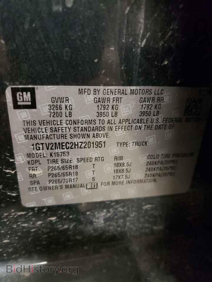 2017 GMC SIERRA - VIN: 1GTV2MEC2HZ201951 - Фото 10