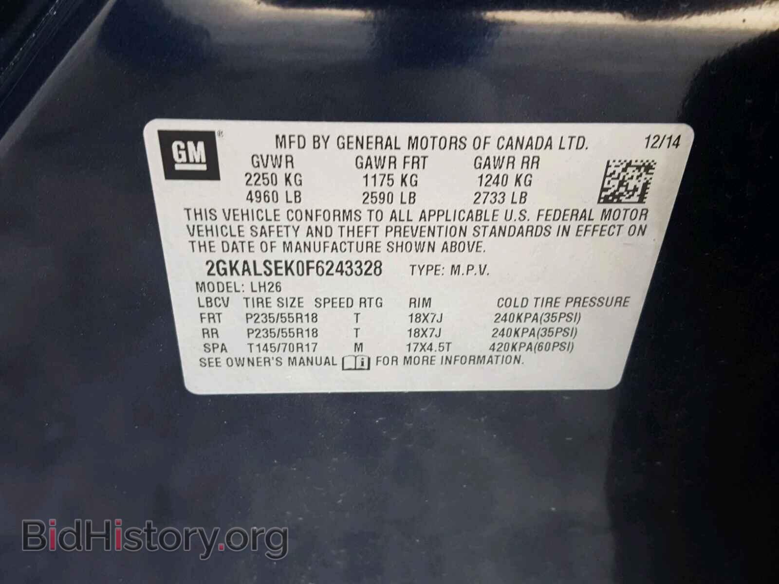 2015 GMC TERRAIN - VIN: 2GKALSEK0F6243328 - Photo 10