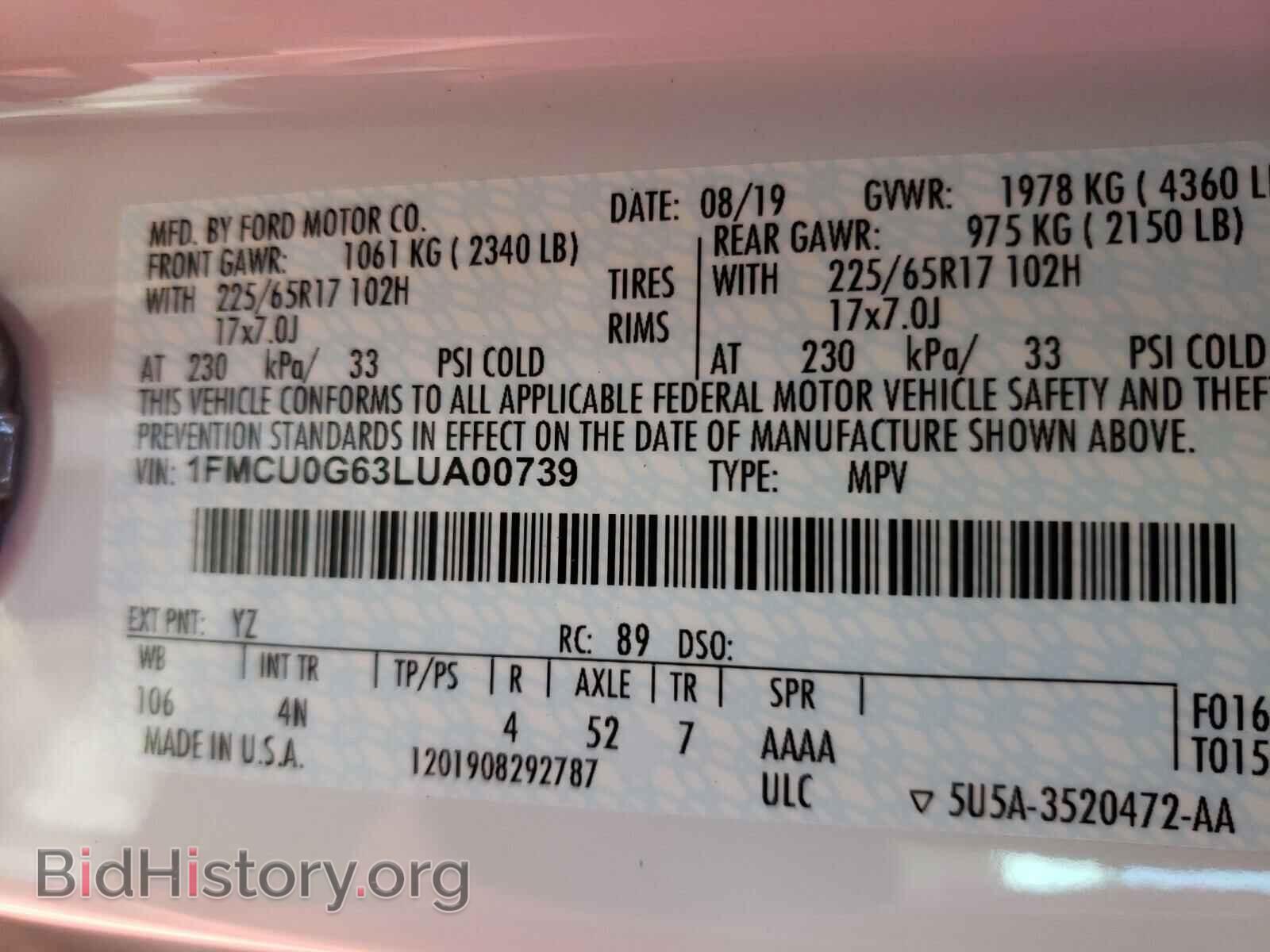 2020 FORD ESCAPE - VIN: 1FMCU0G63LUA00739 - Photo 10