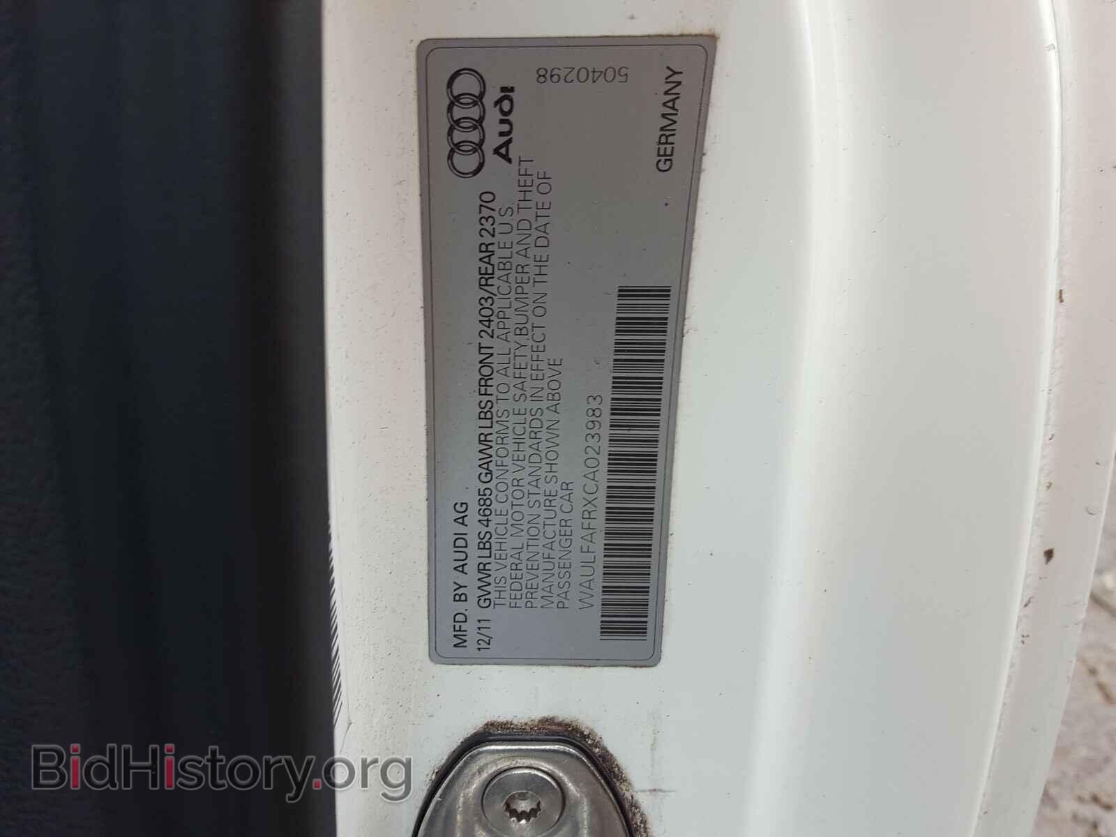 2012 AUDI A5 - VIN: WAULFAFRXCA023983 - Фото 10