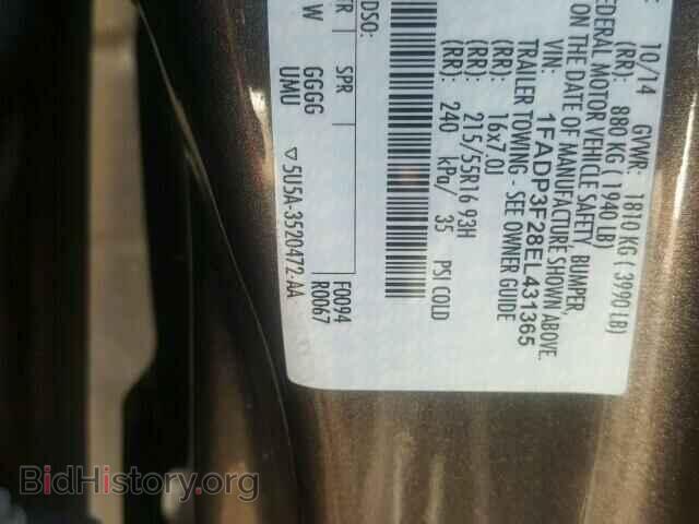 2014 FORD FOCUS - VIN: 1FADP3F28EL431365 - Фото 10