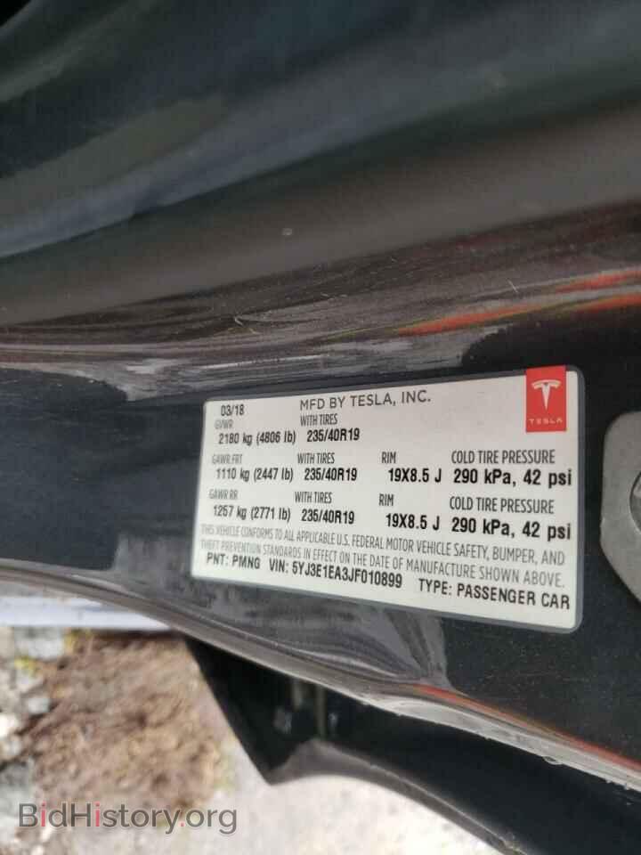 2018 TESLA MODEL 3 - VIN: 5YJ3E1EA3JF010899 - Фото 10