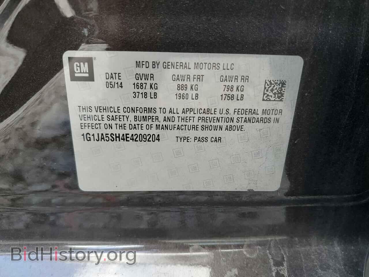 2014 CHEVROLET SONIC - VIN: 1G1JA5SH4E4209204 - Фото 12