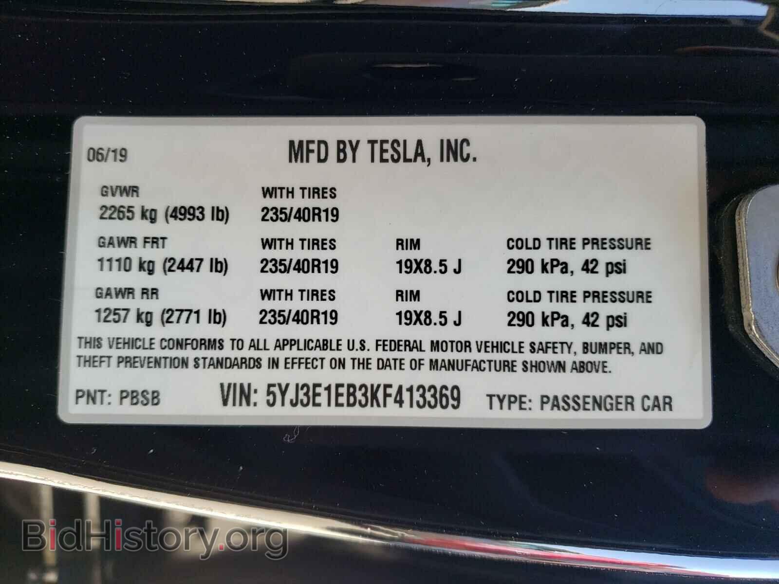 2019 TESLA MODEL 3 - VIN: 5YJ3E1EB3KF413369 - Photo 10