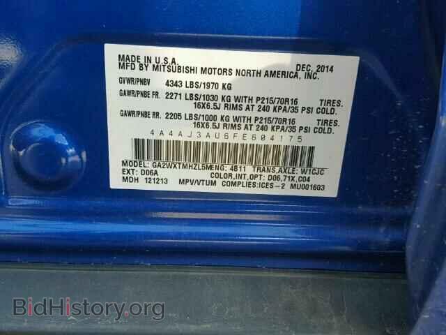2015 MITSUBISHI OUTLANDER - VIN: 4A4AJ3AU6FE604175 - Фото 10