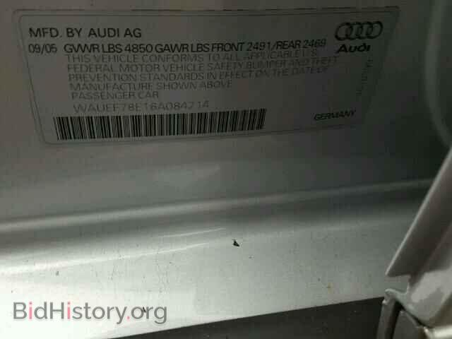 2006 AUDI A4 - VIN: WAUEF78E16A084214 - Фото 10