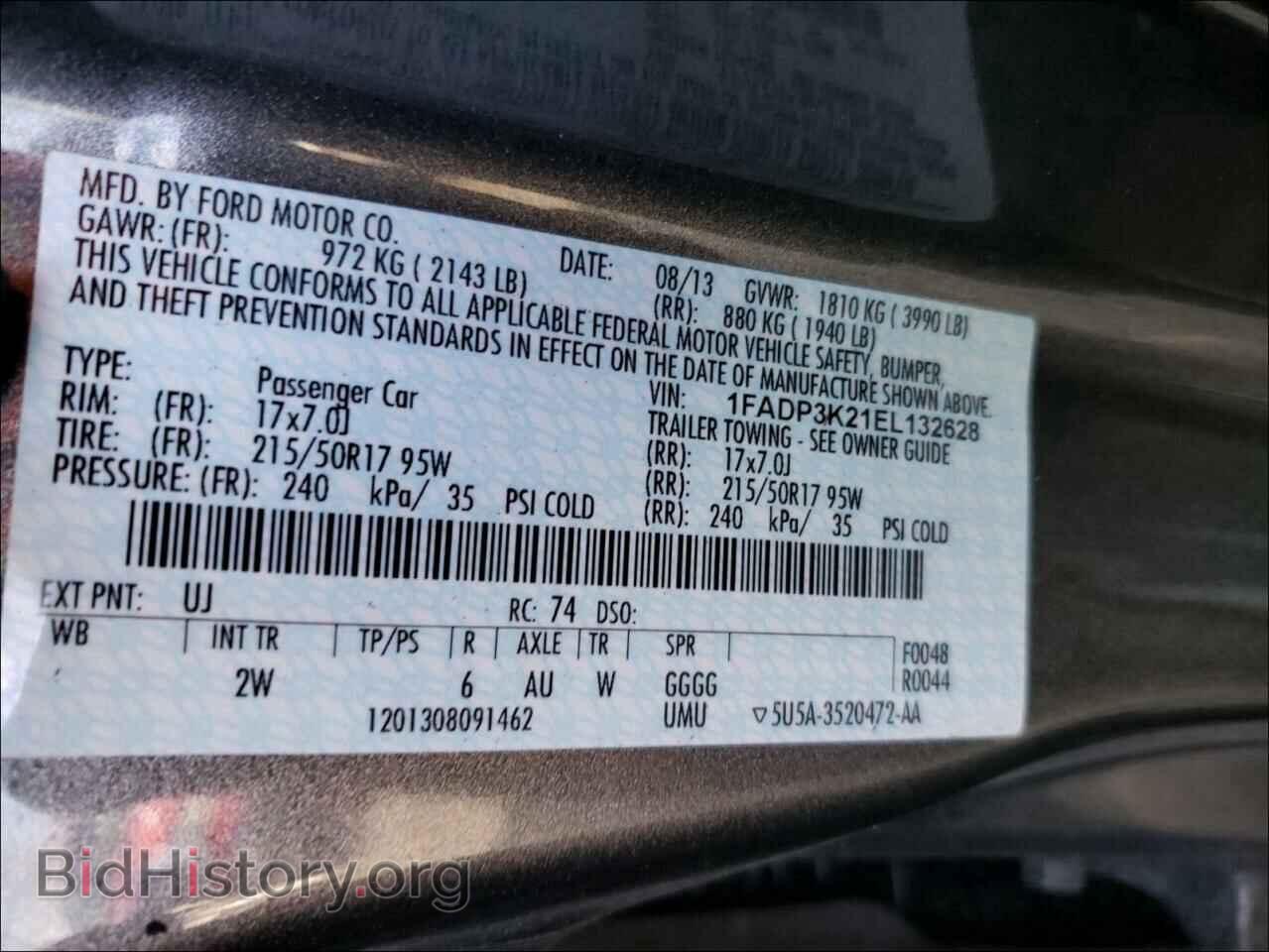 2014 FORD FOCUS - VIN: 1FADP3K21EL132628 - Фото 10