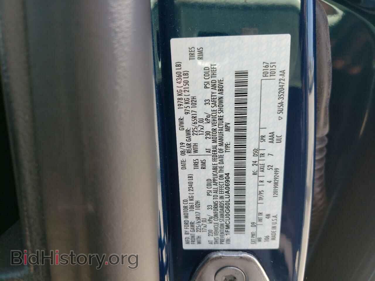 2020 FORD ESCAPE - VIN: 1FMCU0G60LUA06904 - Photo 10