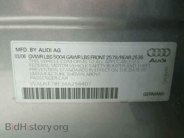 2006 AUDI A4 - VIN: WAUKF78E36A256407 - Фото 9