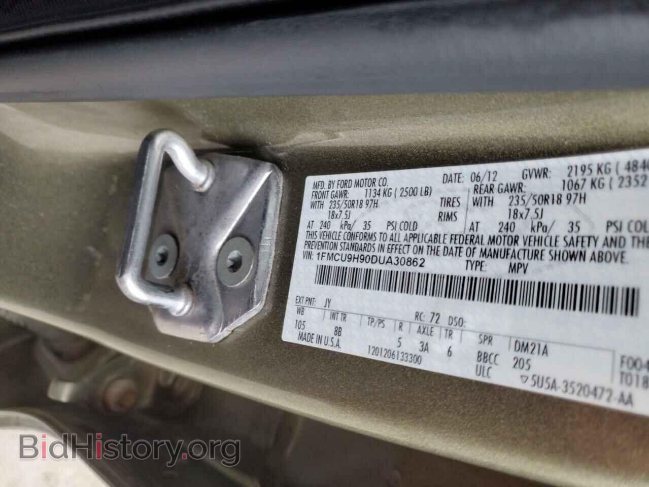 2013 FORD ESCAPE - VIN: 1FMCU9H90DUA30862 - Фото 12