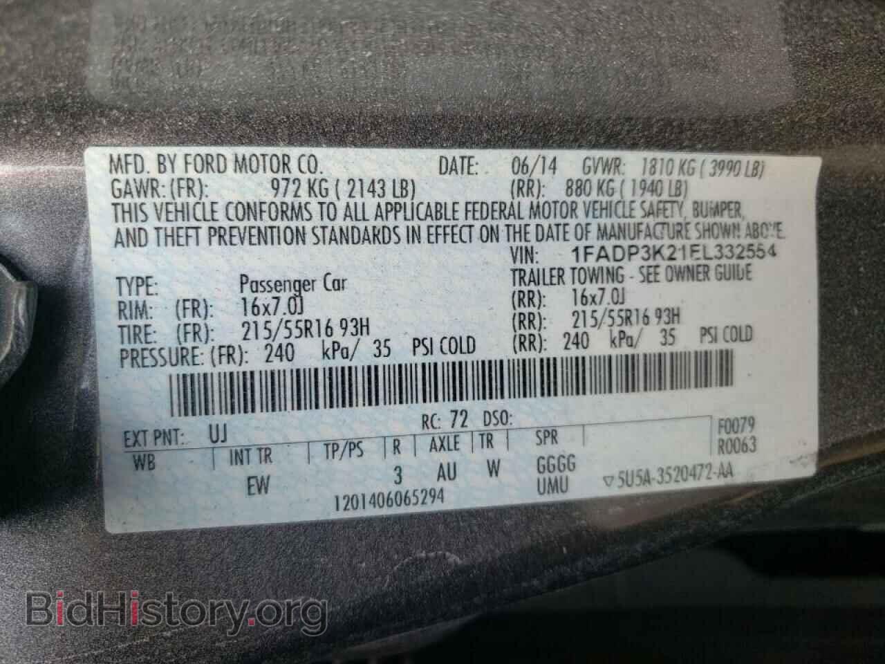 2014 FORD FOCUS - VIN: 1FADP3K21EL332554 - Фото 10