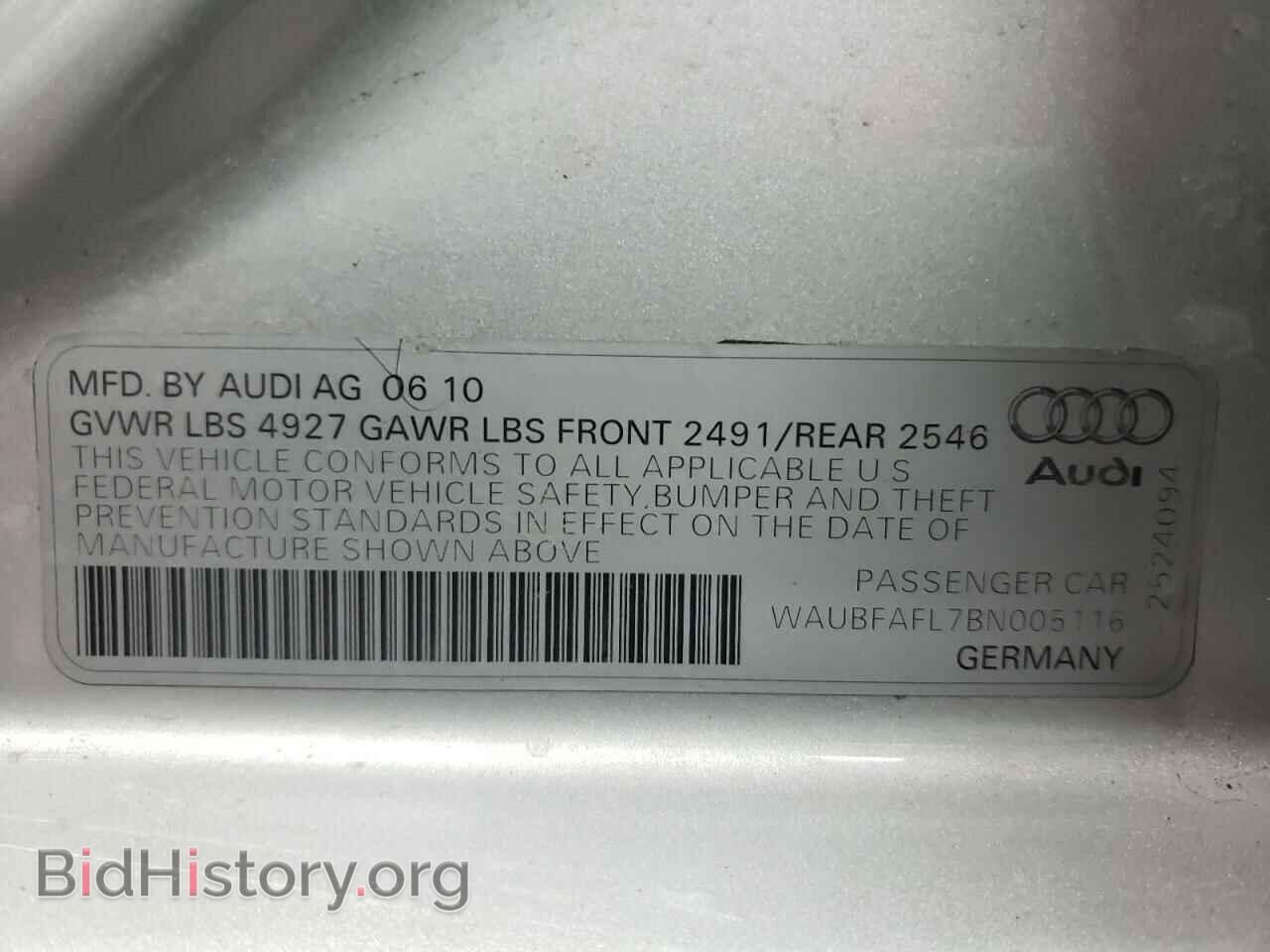 2011 AUDI A4 - VIN: WAUBFAFL7BN005116 - Фото 10