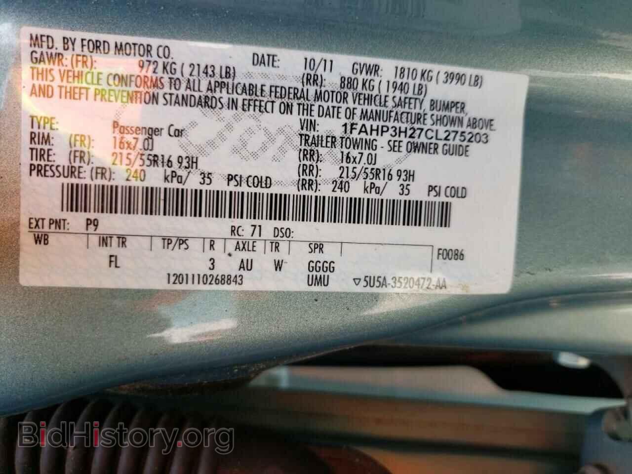 2012 FORD FOCUS - VIN: 1FAHP3H27CL275203 - Фото 10