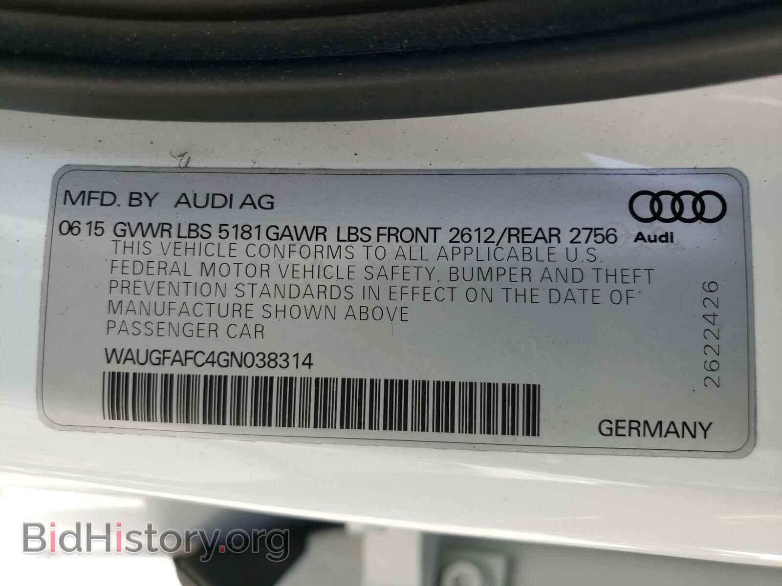 2016 AUDI A6 - VIN: WAUGFAFC4GN038314 - Фото 10