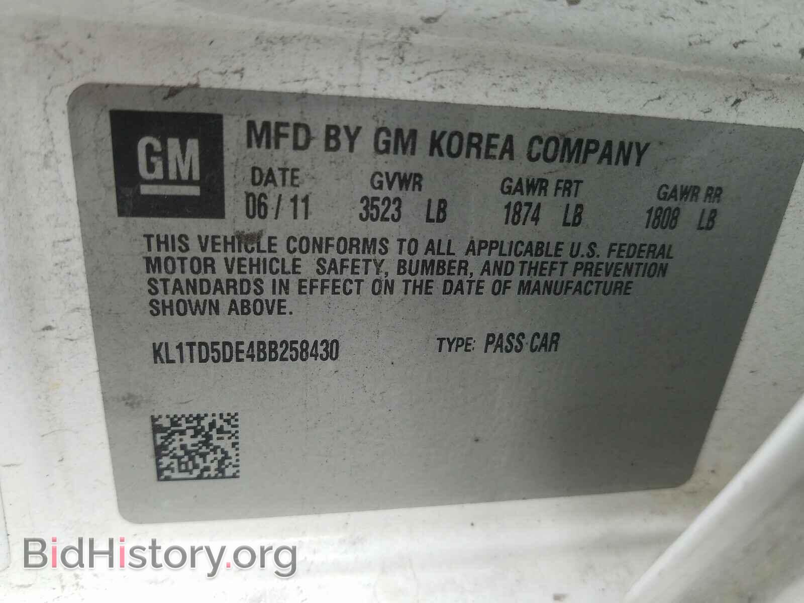 2011 CHEVROLET AVEO - VIN: KL1TD5DE4BB258430 - Фото 10