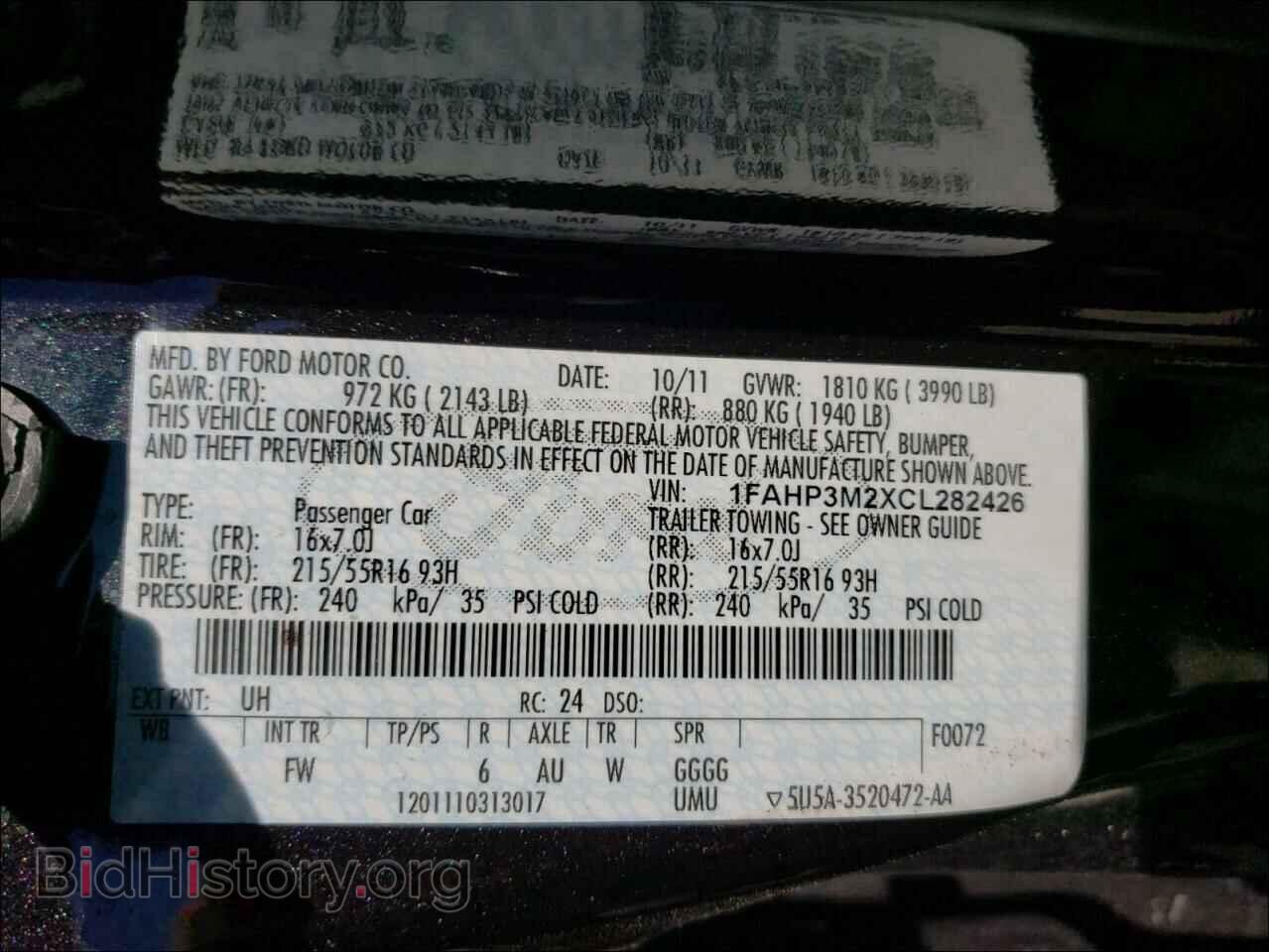 2012 FORD FOCUS - VIN: 1FAHP3M2XCL282426 - Фото 10