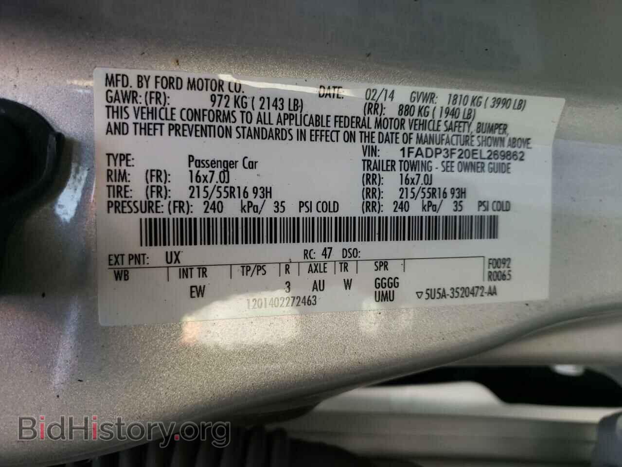 2014 FORD FOCUS - VIN: 1FADP3F20EL269862 - Фото 10