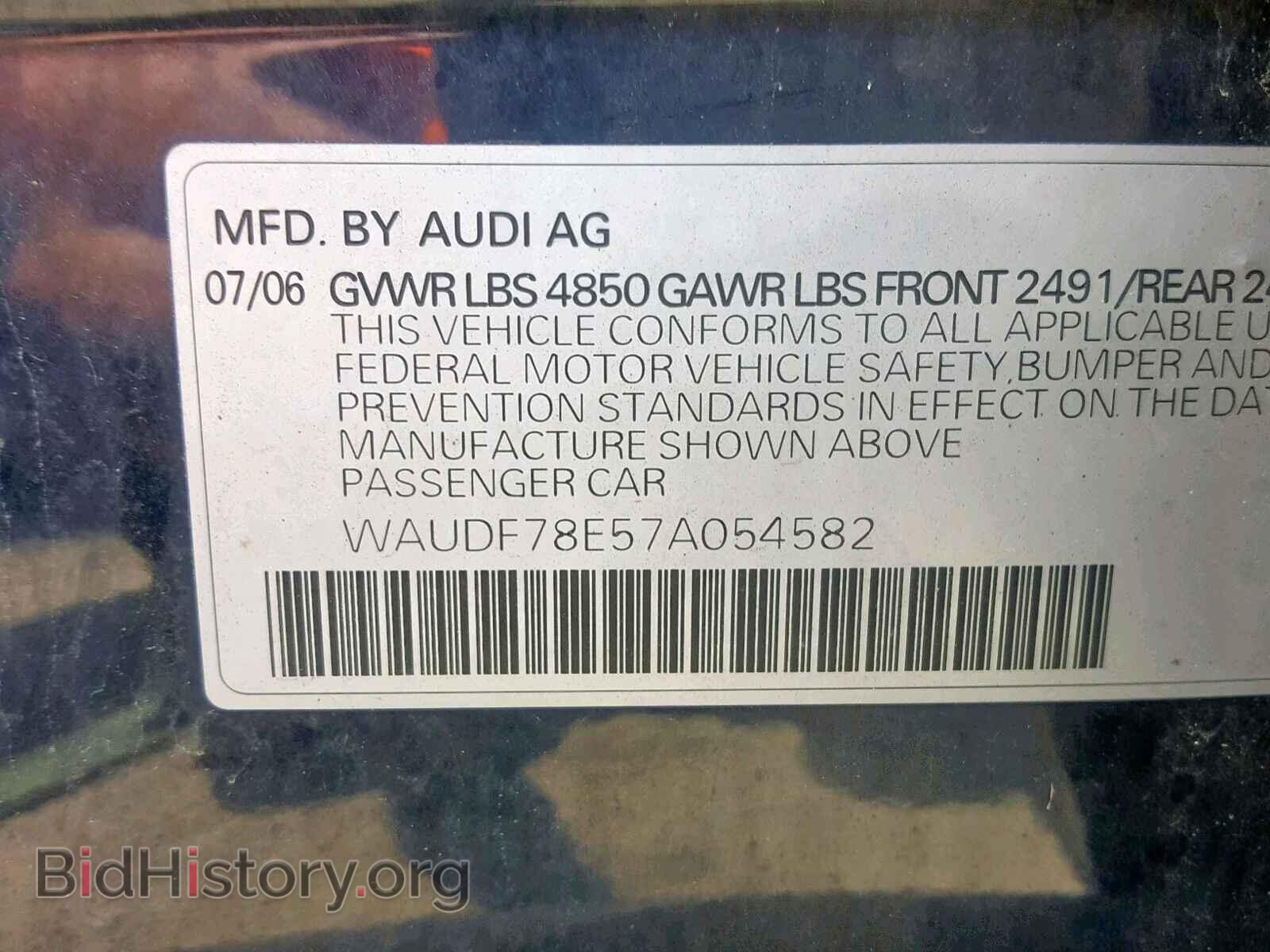 2007 AUDI A4 - VIN: WAUDF78E57A054582 - Фото 10
