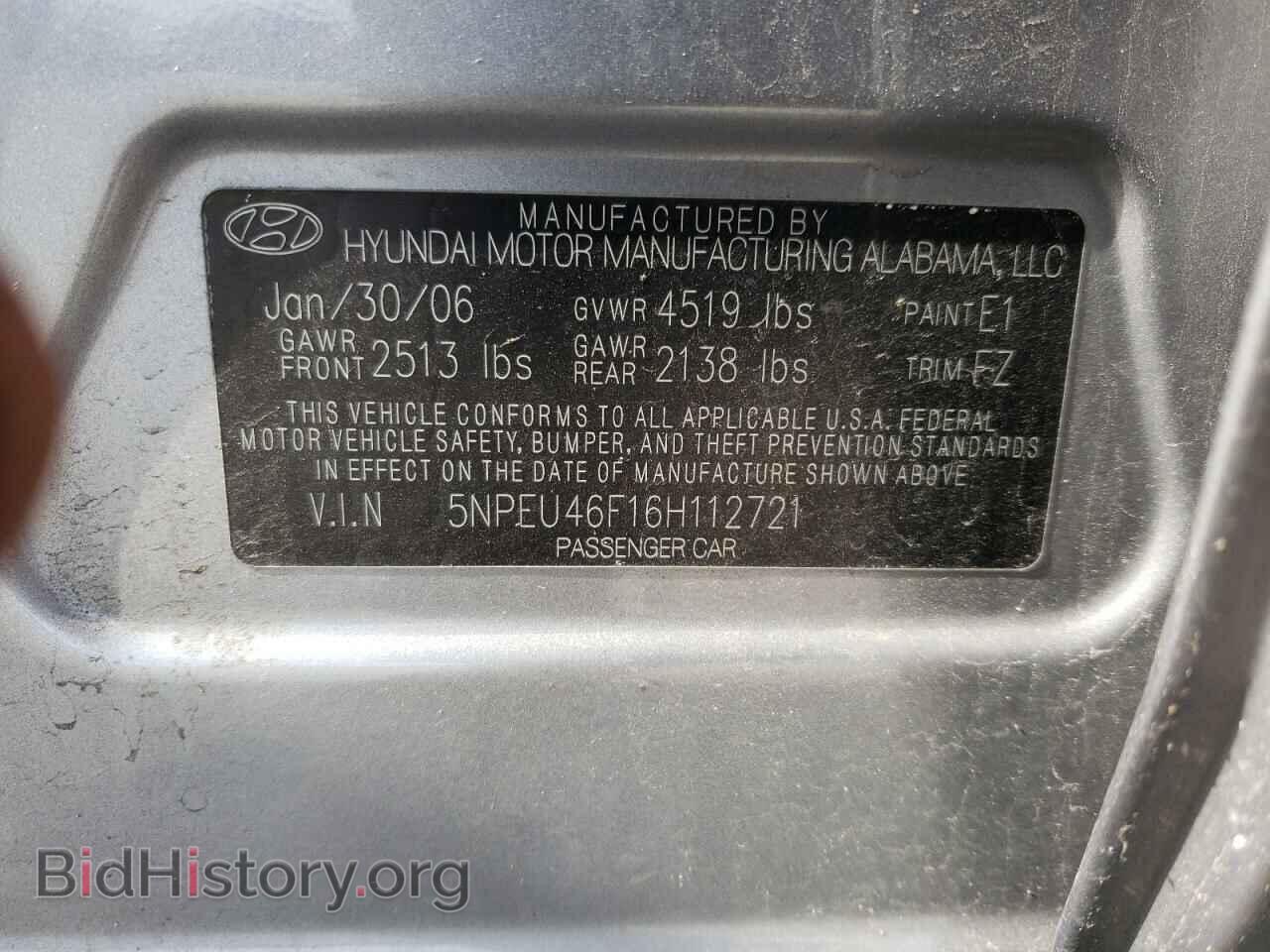 2006 HYUNDAI SONATA - VIN: 5NPEU46F16H112721 - Фото 10