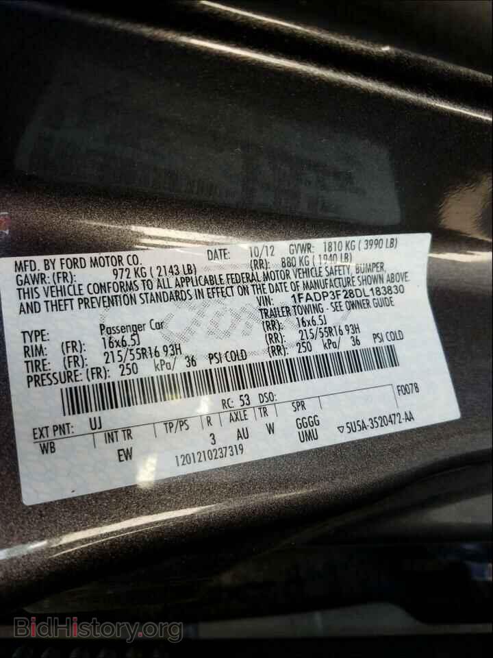 2013 FORD FOCUS - VIN: 1FADP3F28DL183830 - Фото 10
