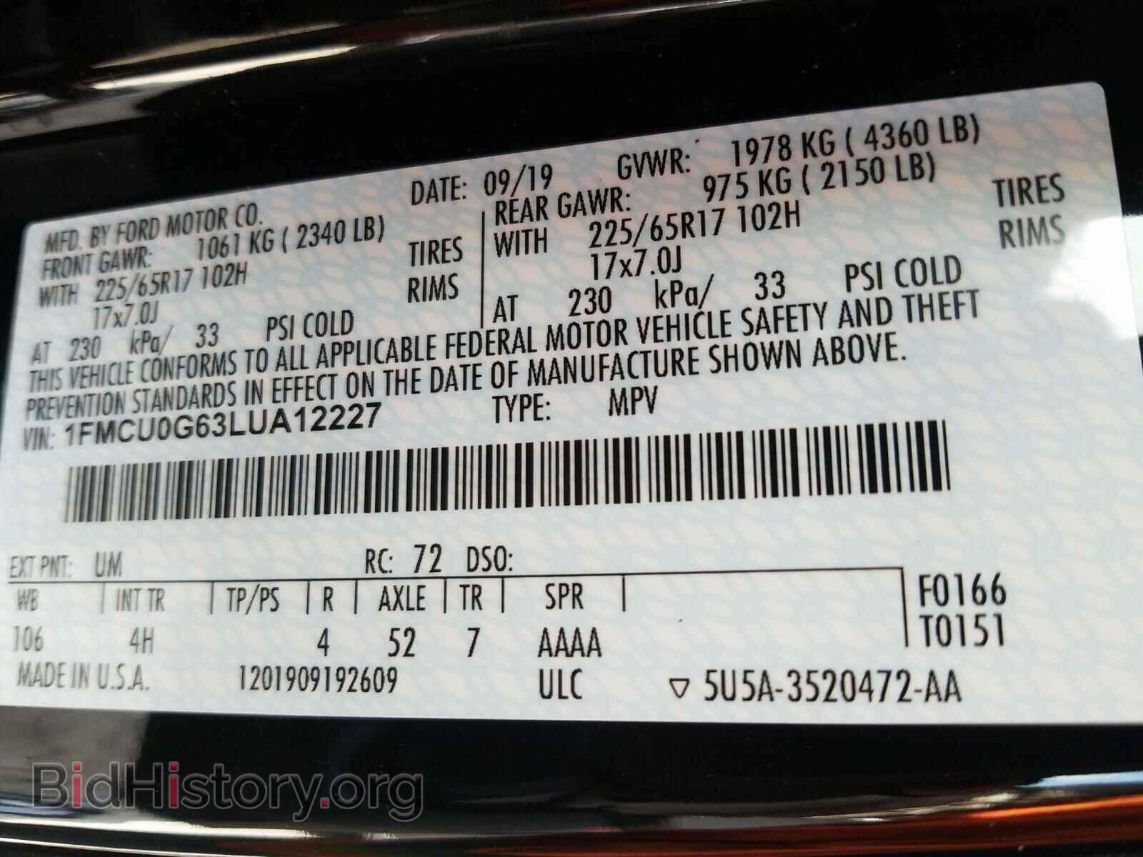 2020 FORD ESCAPE - VIN: 1FMCU0G63LUA12227 - Photo 10