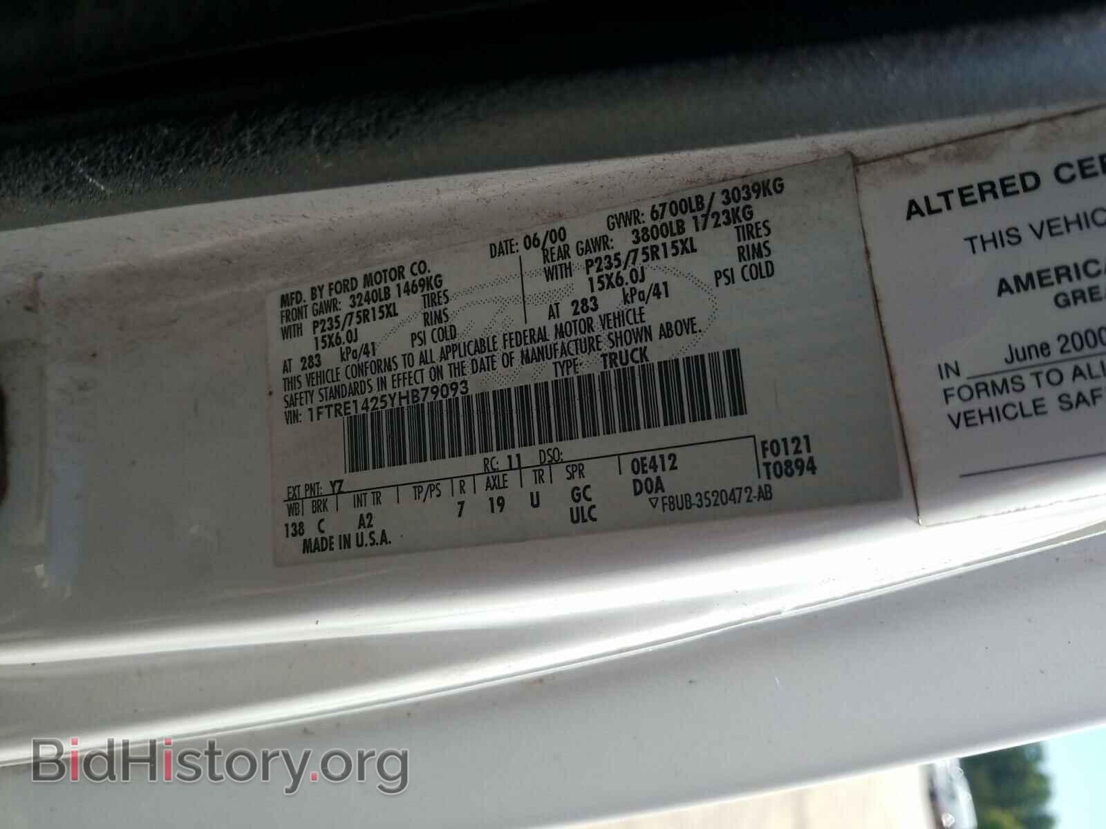 2000 FORD ECONOLINE - VIN: 1FTRE1425YHB79093 - Photo 10