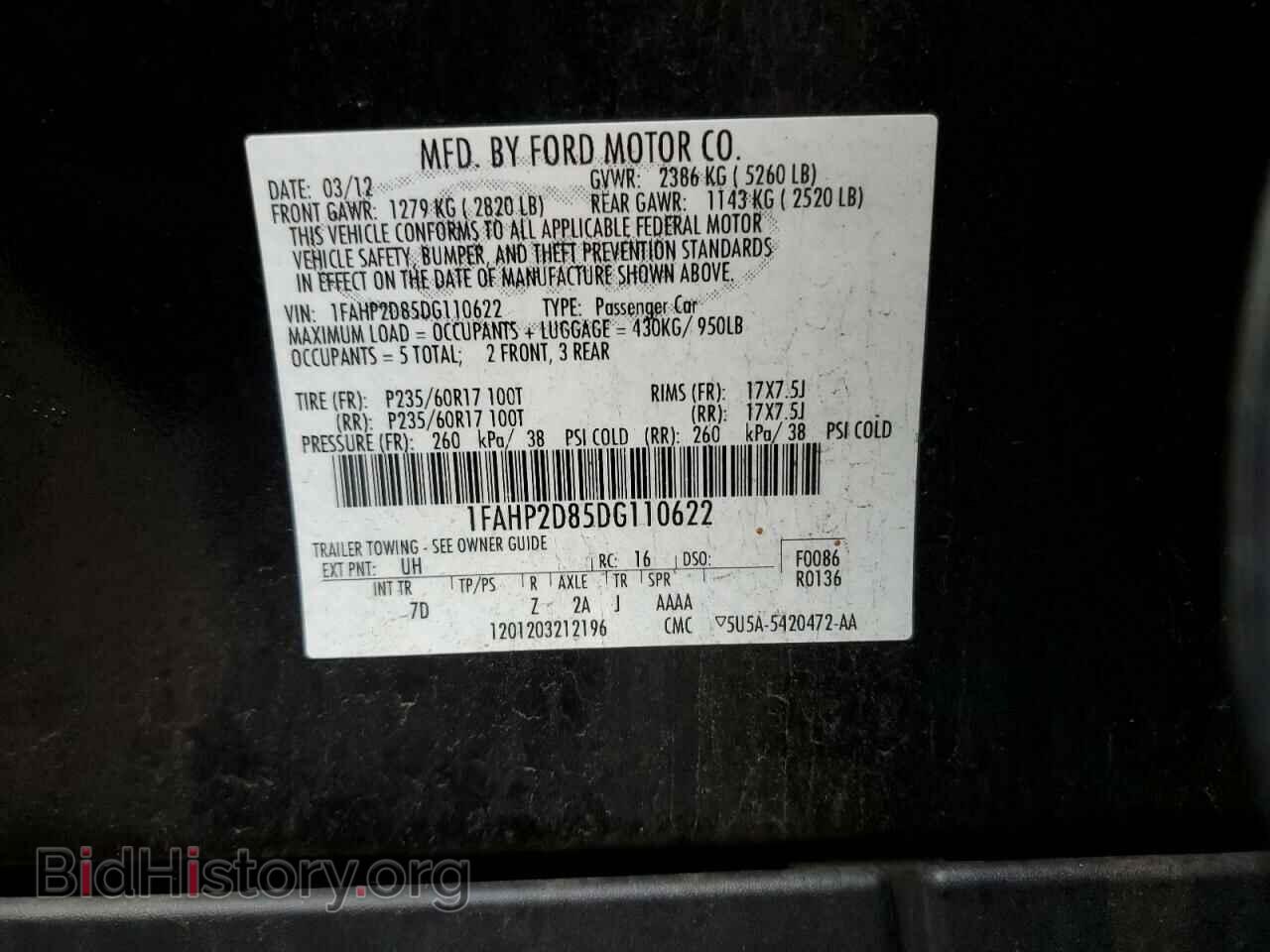 2013 FORD TAURUS - VIN: 1FAHP2D85DG110622 - Photo 12