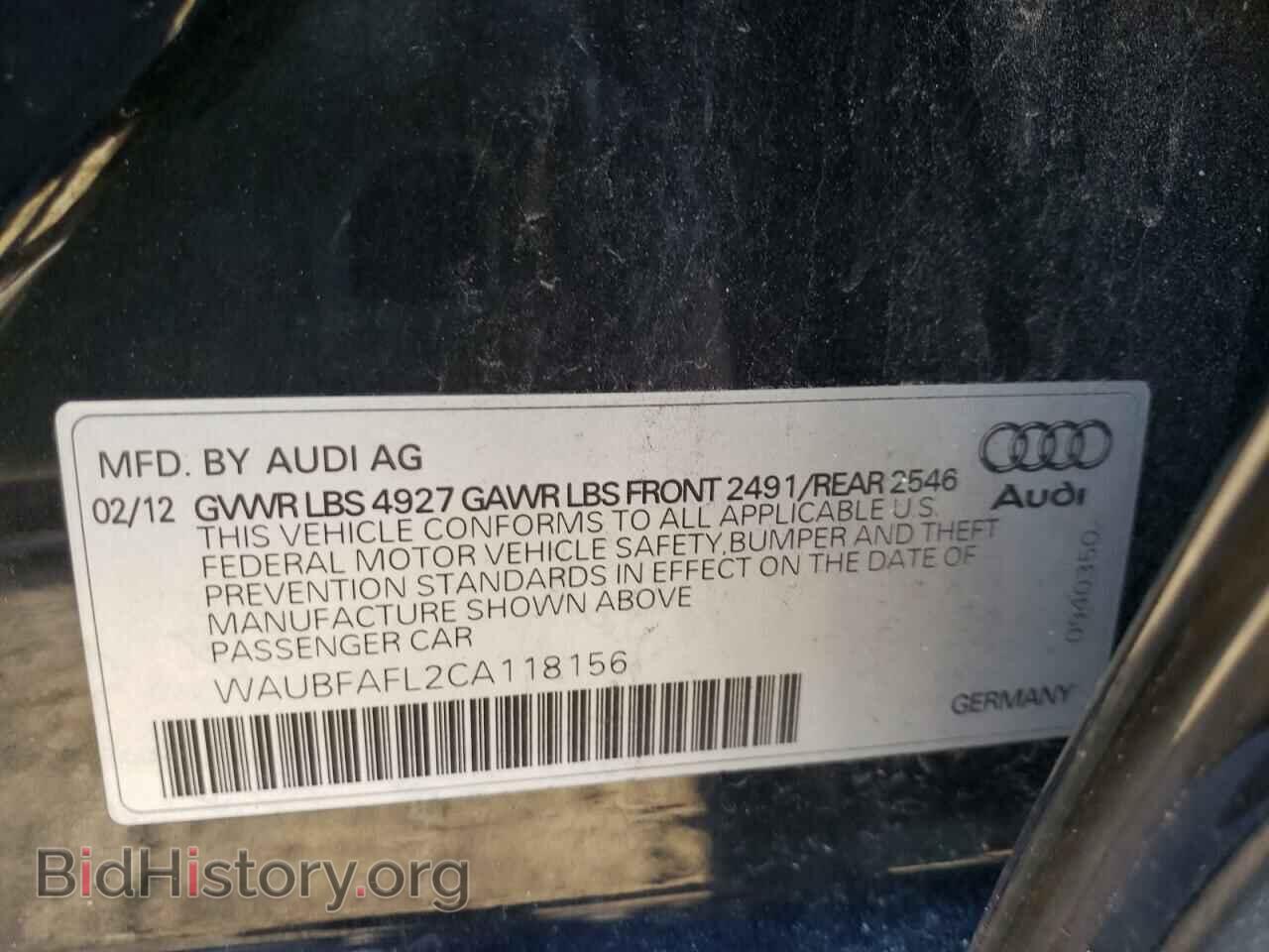 2012 AUDI A4 - VIN: WAUBFAFL2CA118156 - Фото 10