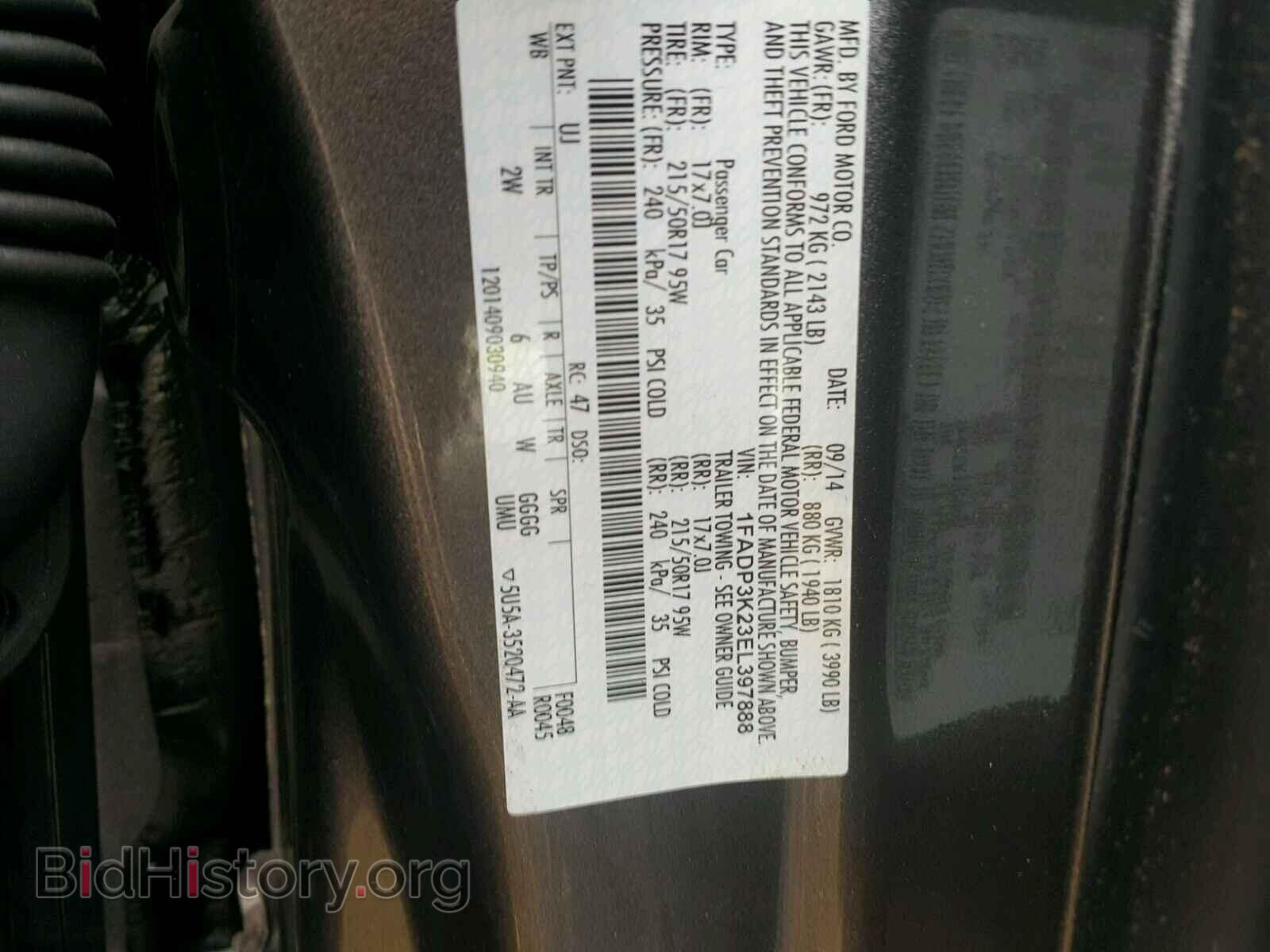 2014 FORD FOCUS - VIN: 1FADP3K23EL397888 - Фото 10