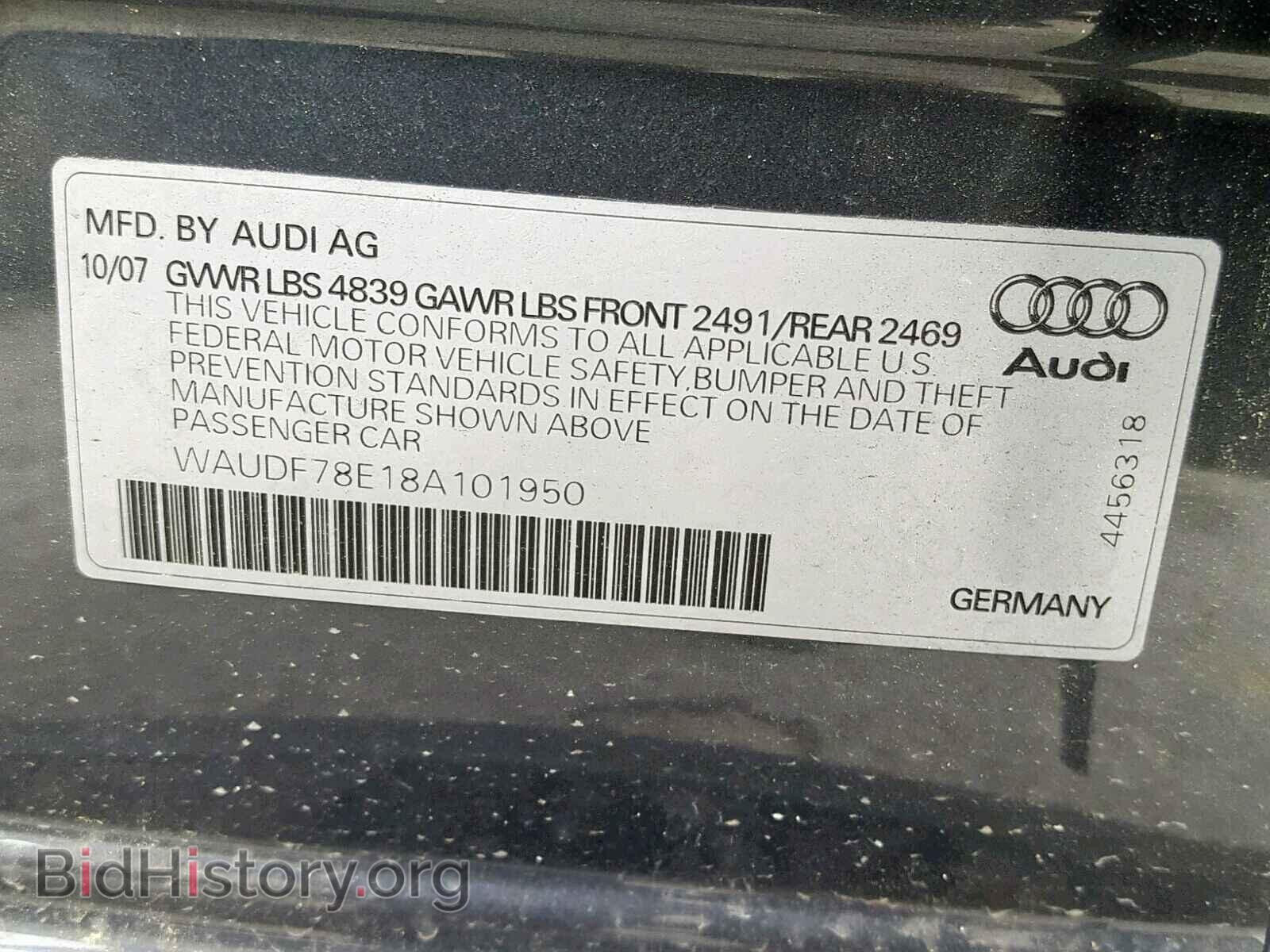 2008 AUDI A4 - VIN: WAUDF78E18A101950 - Photo 10