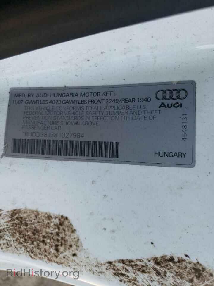 2008 AUDI TT - VIN: TRUDD38J381027984 - Фото 10
