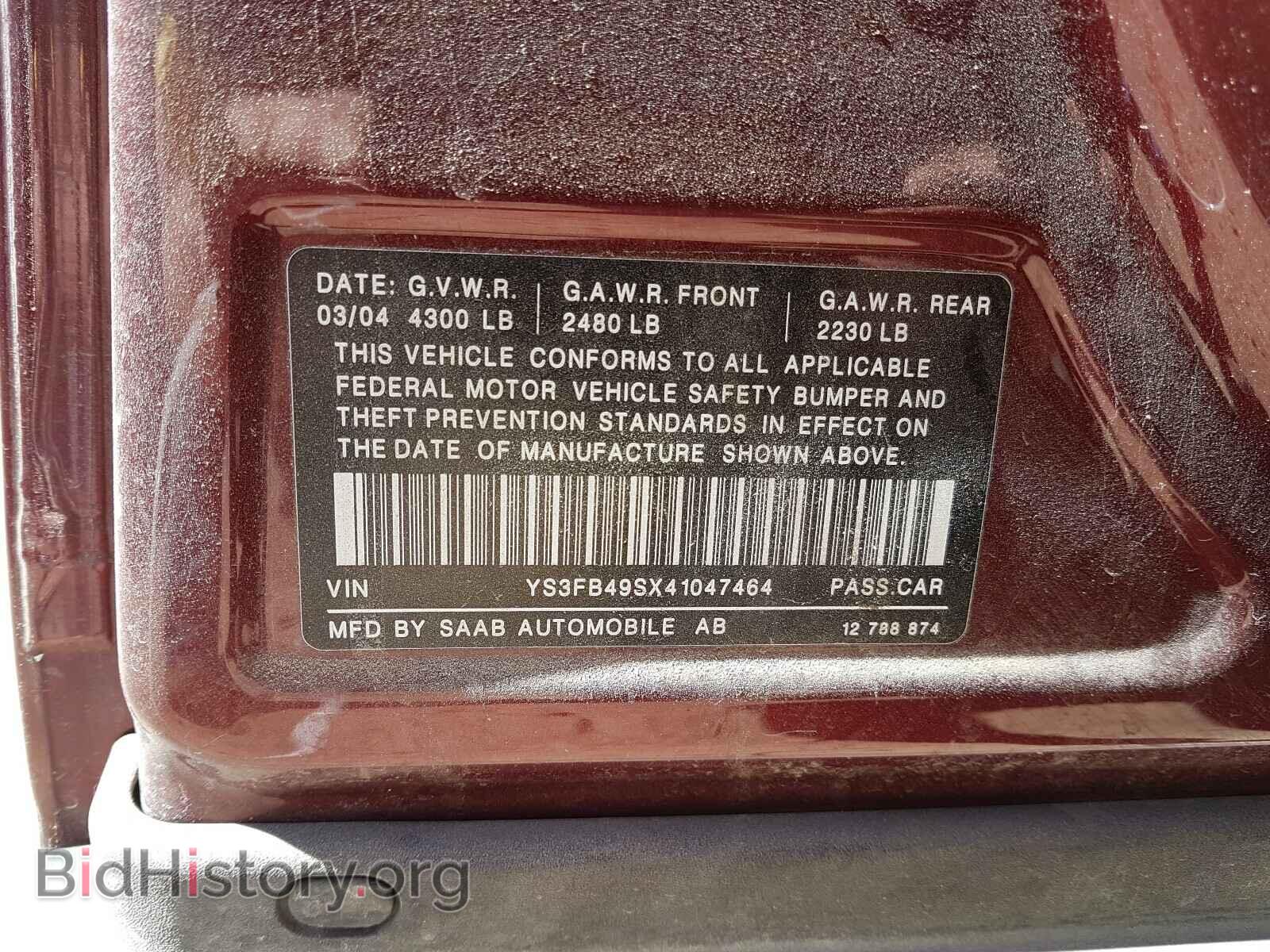 2004 SAAB 9 3 - VIN: YS3FB49SX41047464 - Photo 10