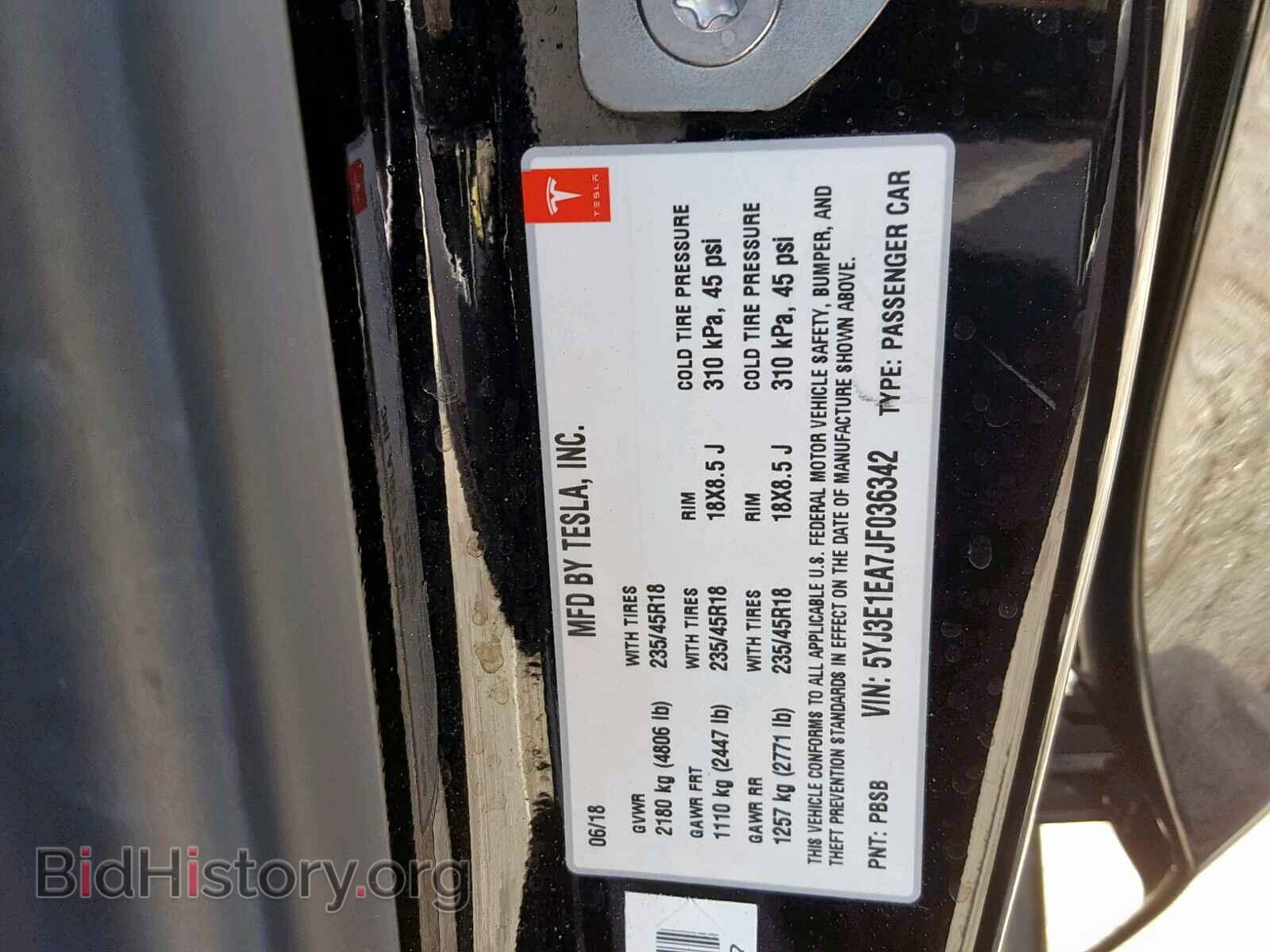 2018 TESLA MODEL 3 - VIN: 5YJ3E1EA7JF036342 - Фото 10