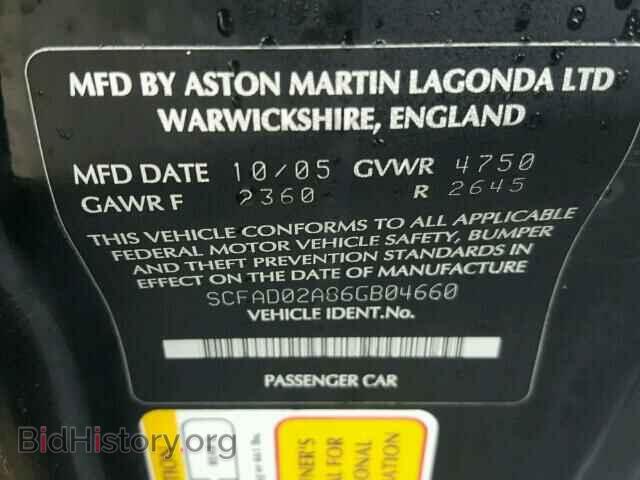 2006 ASTON MARTIN ALL MODELS - VIN: SCFAD02A86GB04660 - Фото 10