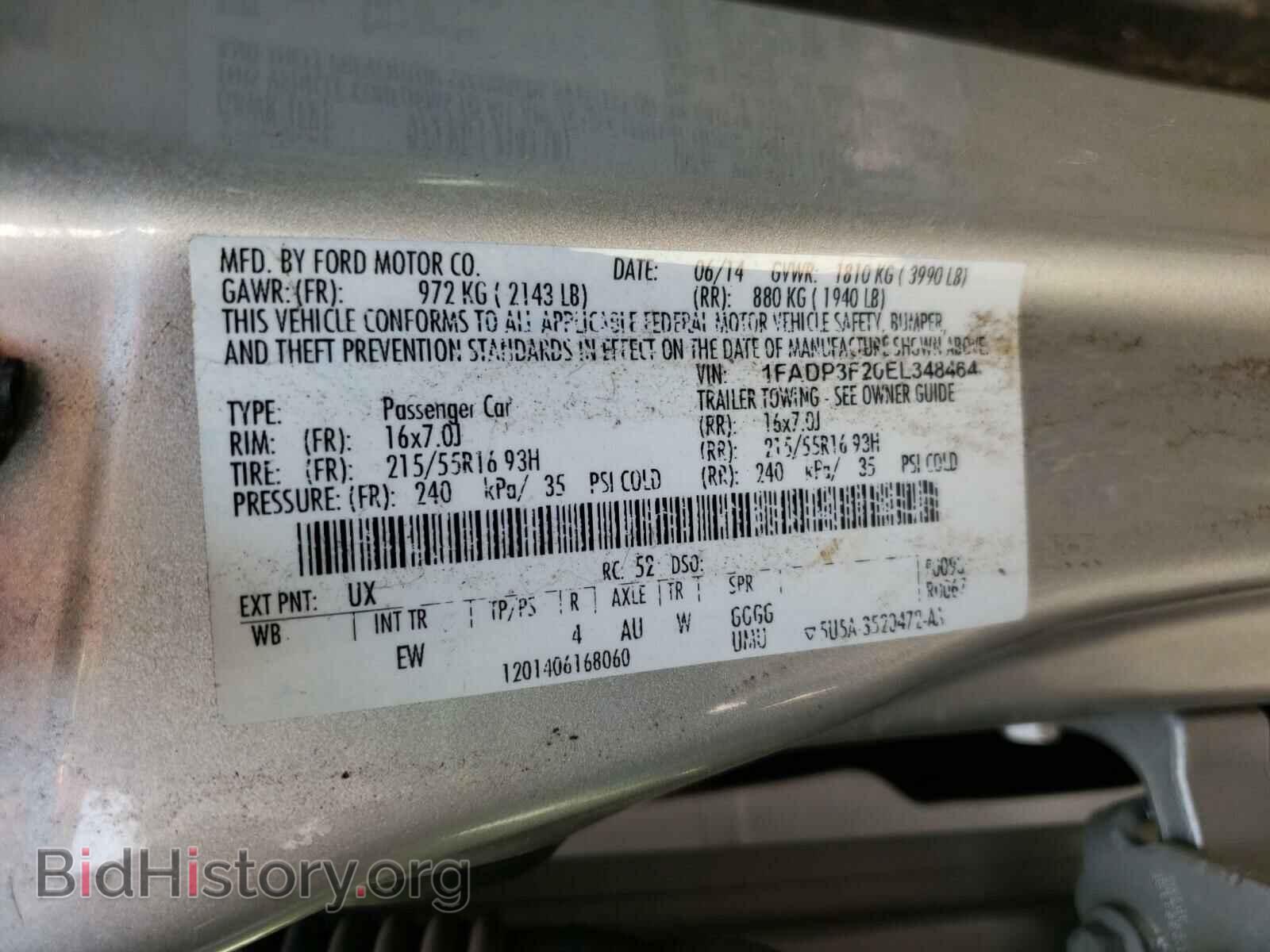 2014 FORD FOCUS - VIN: 1FADP3F20EL348464 - Фото 10