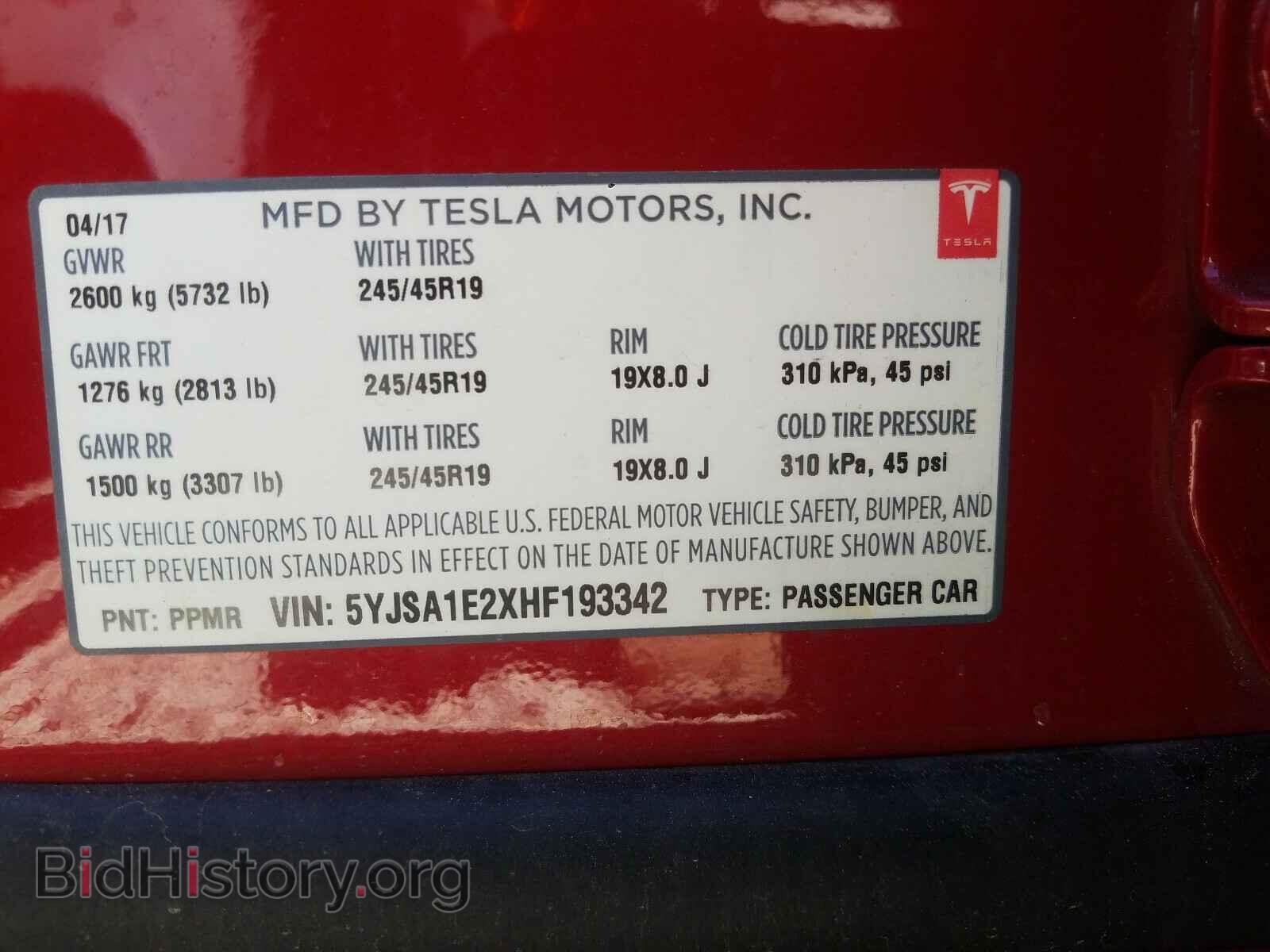 2017 TESLA MODEL S - VIN: 5YJSA1E2XHF193342 - Photo 10