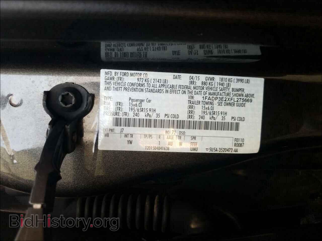 2015 FORD FOCUS - VIN: 1FADP3E2XFL275669 - Фото 10