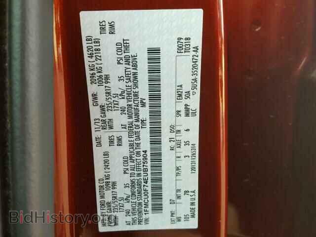 2014 FORD ESCAPE - VIN: 1FMCU0F74EUB75904 - Photo 10