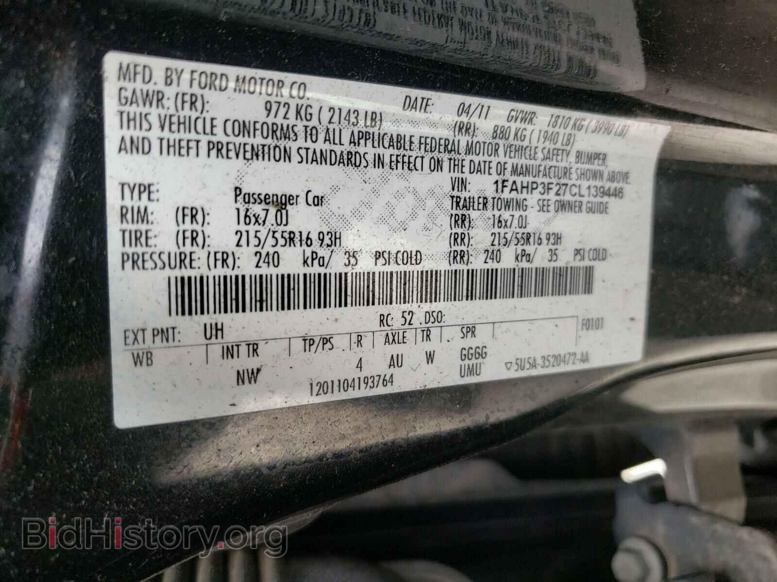 2012 FORD FOCUS - VIN: 1FAHP3F27CL139446 - Фото 10