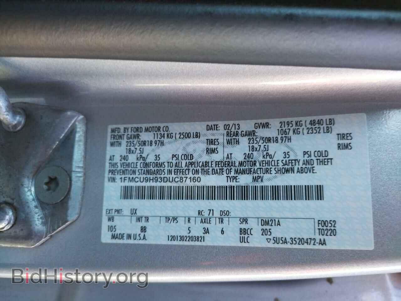 2013 FORD ESCAPE - VIN: 1FMCU9H93DUC87160 - Фото 10
