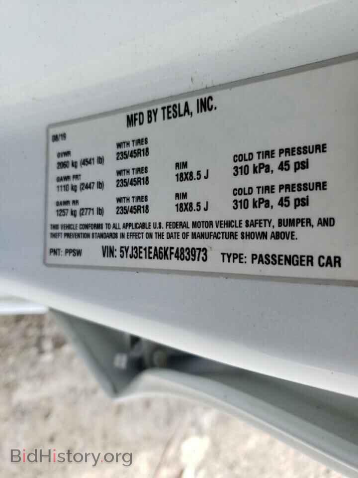 2019 TESLA MODEL 3 - VIN: 5YJ3E1EA6KF483973 - Photo 10