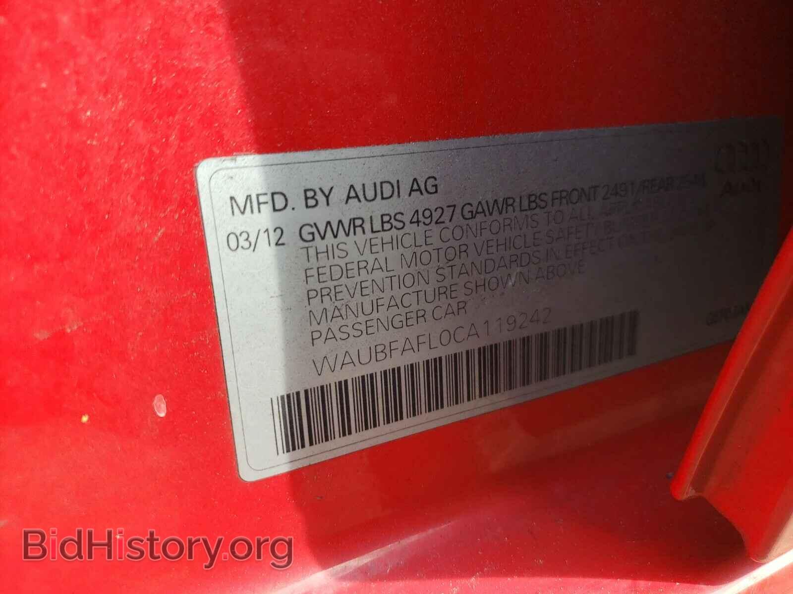 2012 AUDI A4 - VIN: WAUBFAFL0CA119242 - Фото 10
