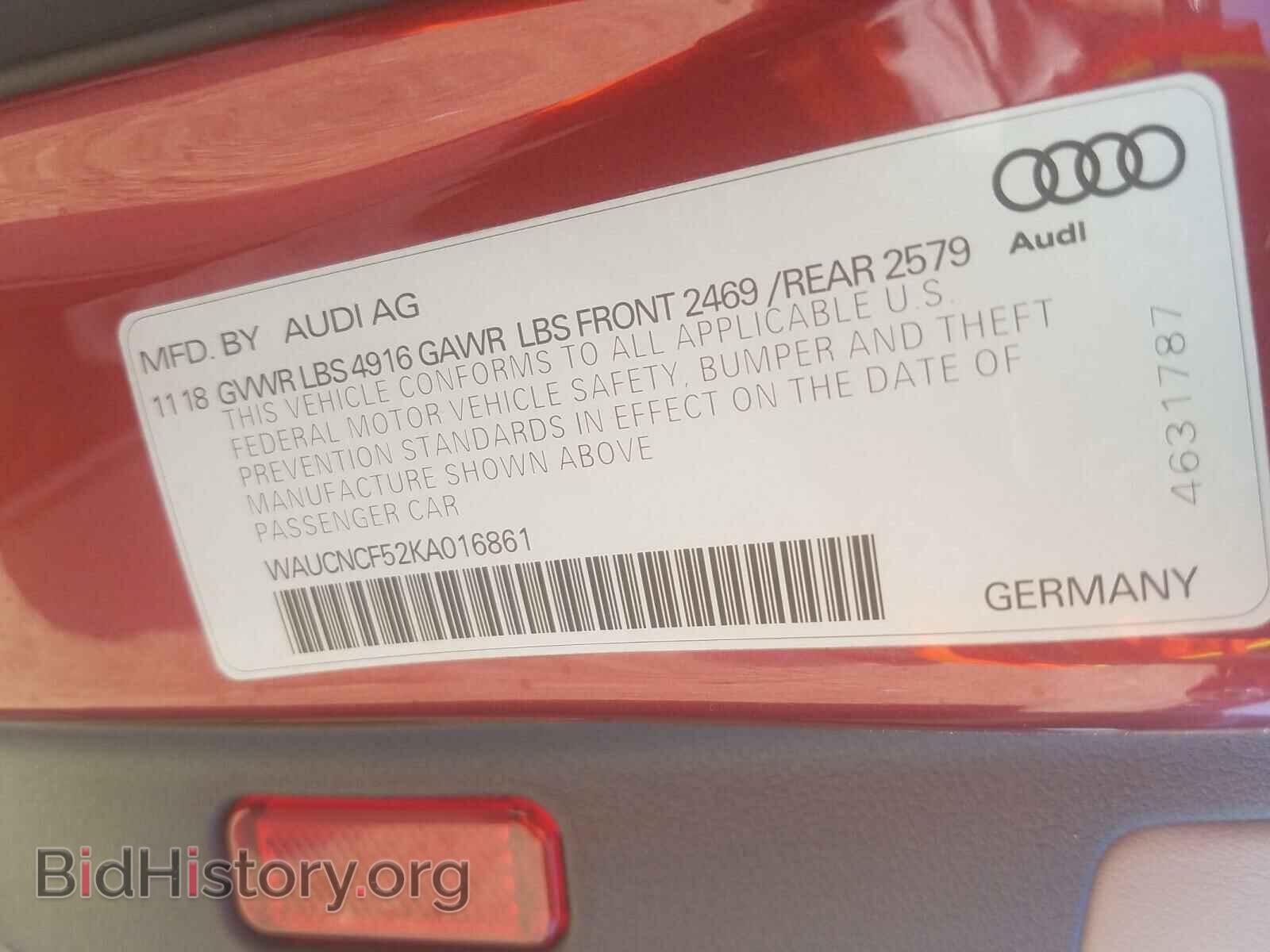 2019 AUDI A5 - VIN: WAUCNCF52KA016861 - Photo 10